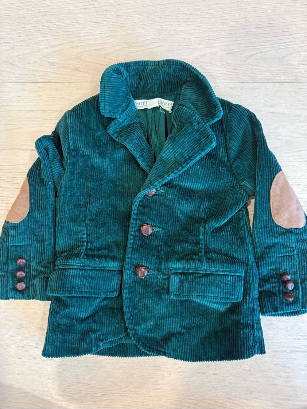 Hope and Henry Boys' Green Corduroy Blazer with Elbow Patches | 18-24 months